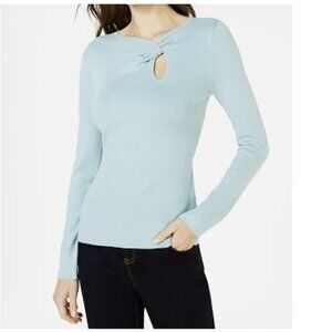 🔥INC Long Sleeve Twist Neckline Green Knit Sweater